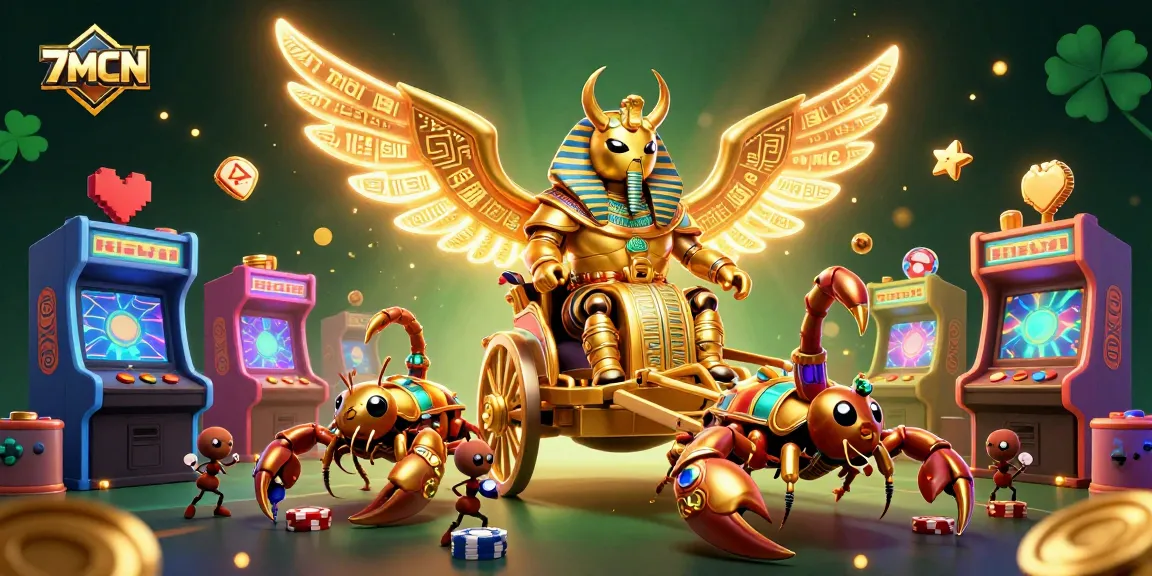 7MCN showcases a dynamic scene featuring a golden scarab beetle and exquisite gaming elements.
