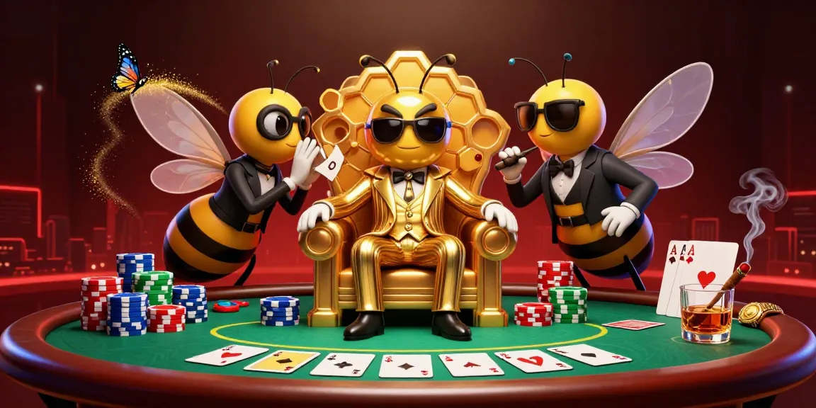 Menang di toto macau dengan bumblebee bos mafia dan chips poker berwarna-warni.