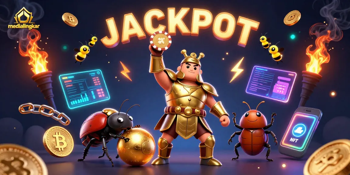 Win big at medialingkar's slots with animated jackpot moments and vibrant cryptocurrency elements.