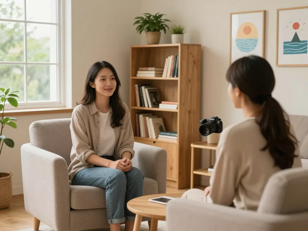 Therapy session focusing on 焦慮症 with a professional providing support in a calming environment.