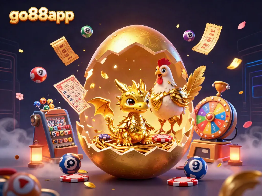 Engage with exciting gameplay on go88app featuring golden dragon and poker chips.