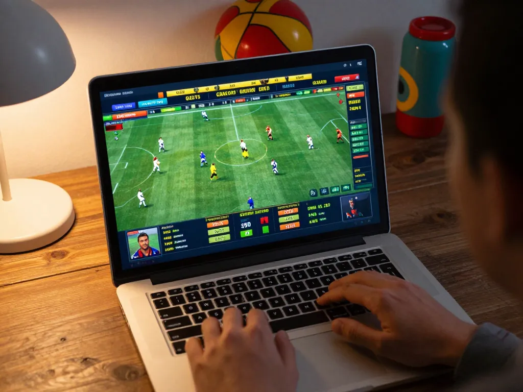 Experience VIN88 sports betting excitement on a laptop with live match graphics and odds.