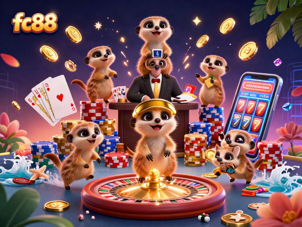 Hình ảnh hoạt động sôi nổi của nhóm meerkat tại casino fc88 với nhiều yếu tố hấp dẫn.
