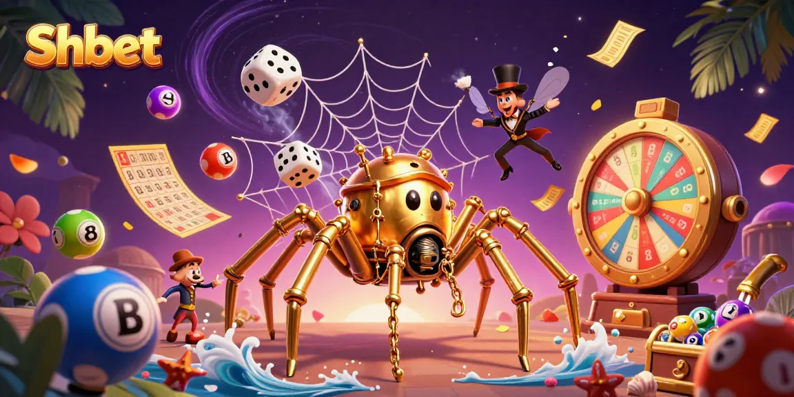 Experience thrilling gameplay at Shbet with a vibrant blend of casino elements in a whimsical 3D scene.
