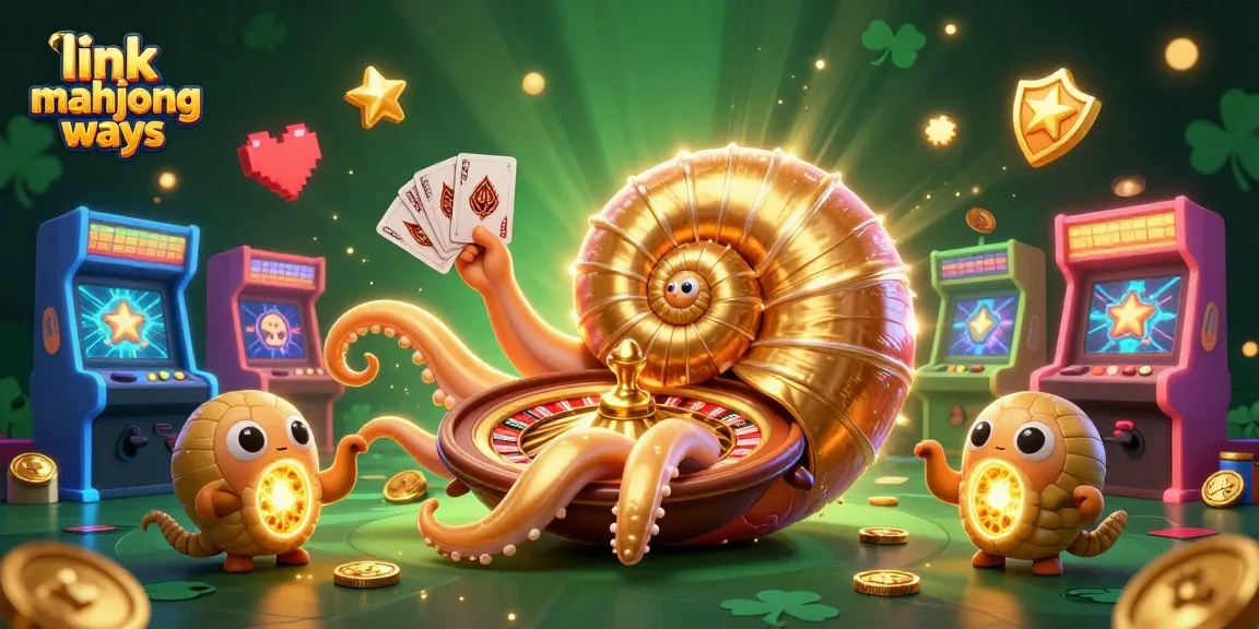 Spin the wheel of fortune with link mahjong ways in this vibrant gaming illustration.