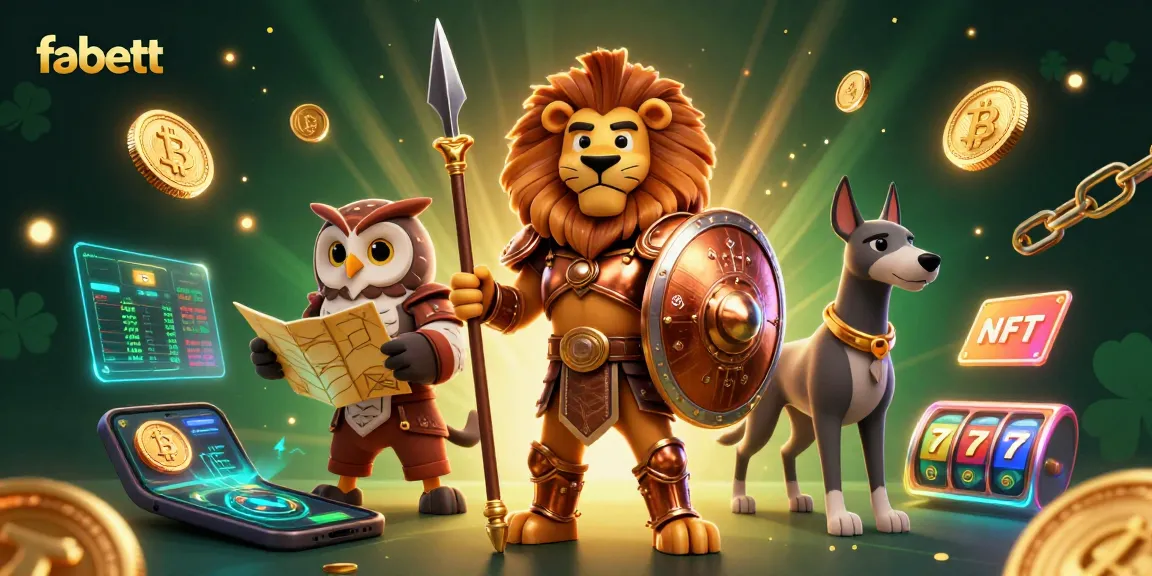 Join the fabett adventure with a Spartan lion, strategist owl, and swift greyhound amidst a vibrant casino scene.