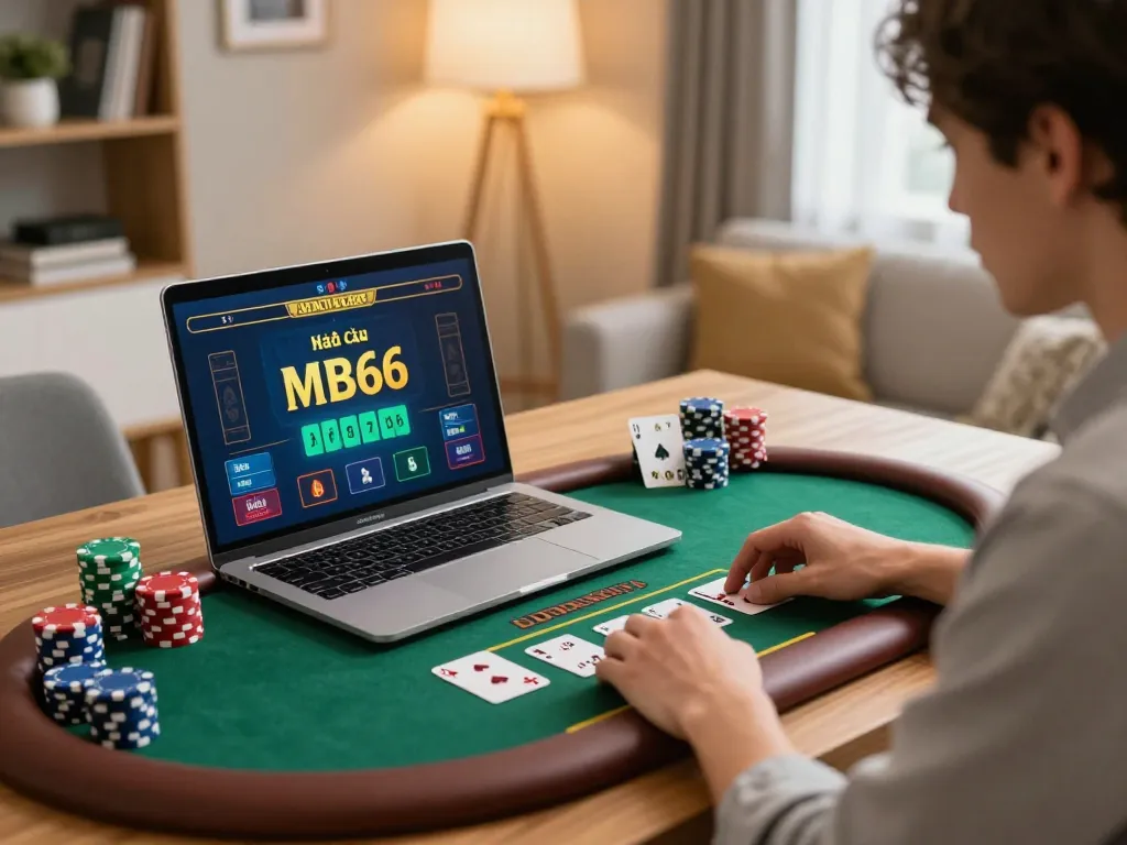 Engaging online gameplay at nhà cái mb66, person strategizing on live dealer game interface.