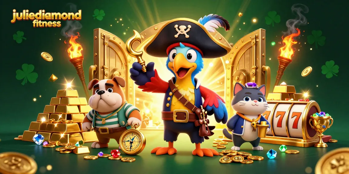 Engage with the excitement of juliediamondfitness as characters explore thrilling slot reels amidst gold treasures.