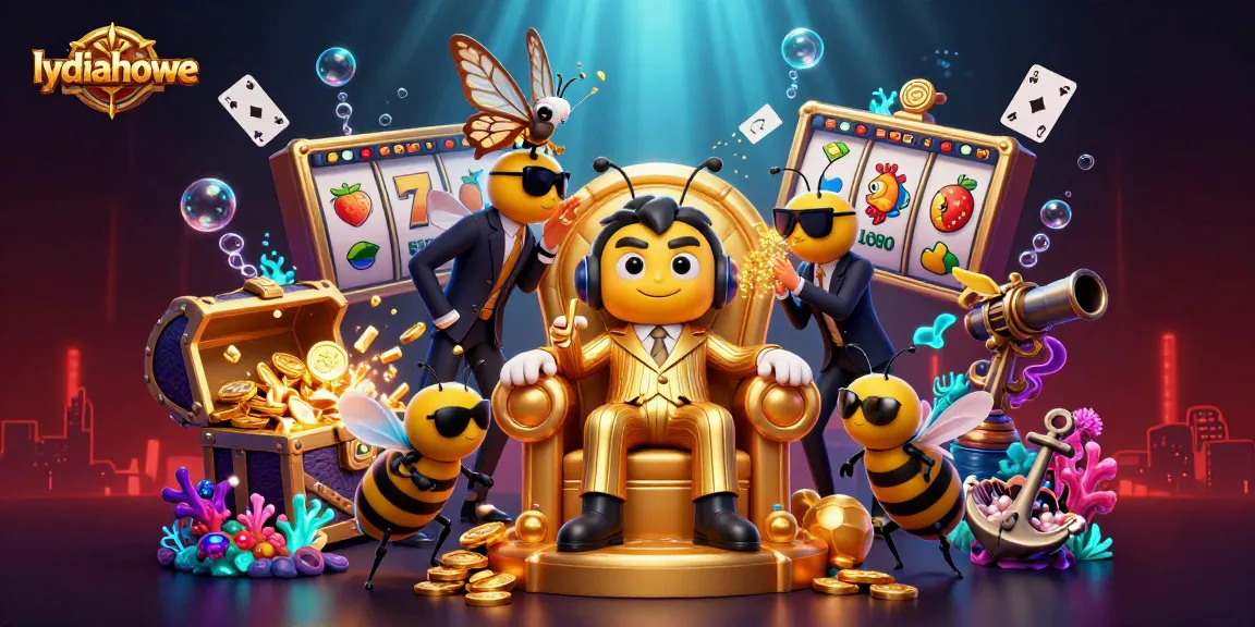 Lydiahowe showcases an exciting slots scene featuring a bumblebee mob boss and vibrant elements.