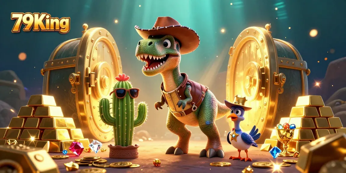Engage in thrilling gameplay at 79King with a vibrant casino illustration showcasing excitement and treasures.