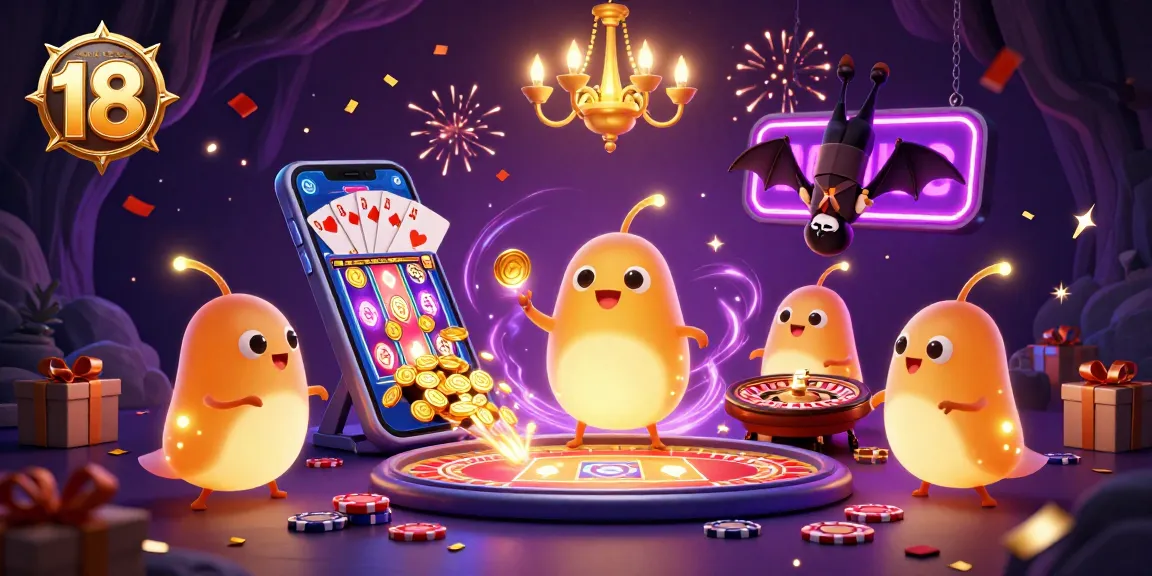Experience the excitement with keonhacai 18 as glowing creatures illuminate a lively cave casino.