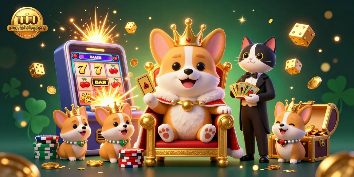 Experience cinematic casino fun with umoyaphotography featuring royal corgi and rich jackpot elements.