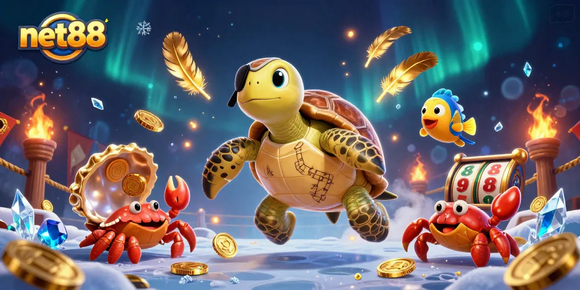 Engage with net88's thrilling slots atmosphere featuring 3D characters amidst vibrant casino elements.