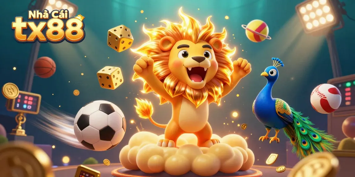 Engage with Nhà Cái tx88 as a vibrant 3D casino scene showcases sports betting excitement.