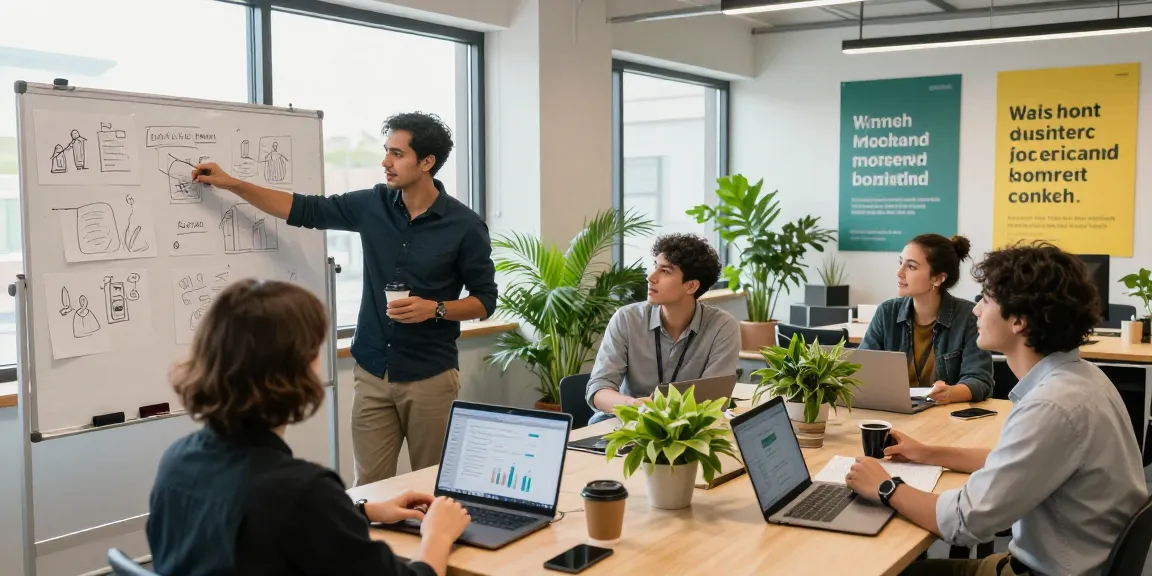 Entrepreneurs collaborating at a vibrant startup workspace showcasing https://www.startsomethingpc.com ideas and market research