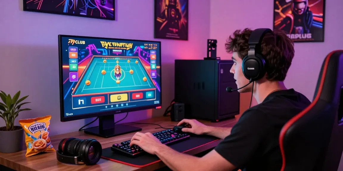 Dynamic gaming atmosphere showcasing a player enjoying live casino at https://79club.dev/ with engaging visuals and accessories.