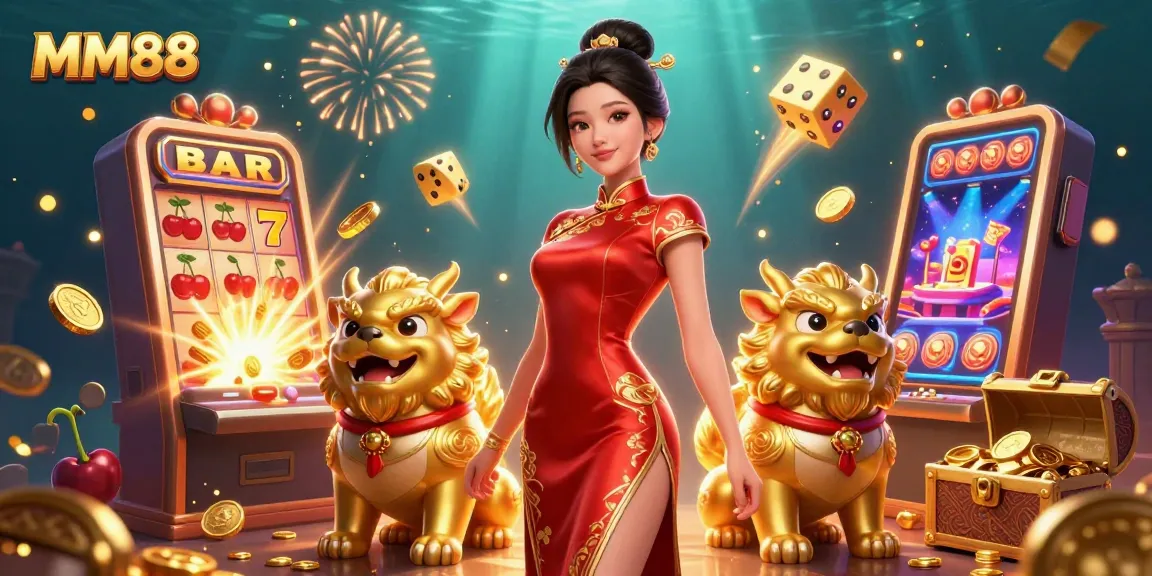 Win big at MM88 with exciting slot machines and vibrant casino elements in an enchanting 3D scene.