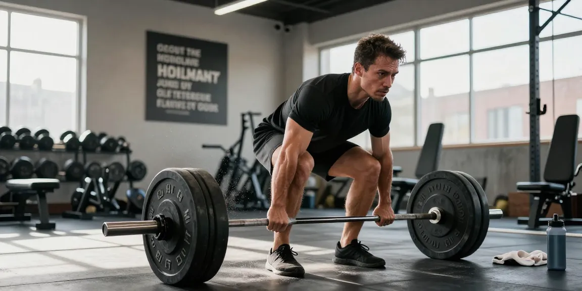 Anabolika Shop Deutschland - Athletischer Mann hebt Gewichte in einem hellen Fitnessstudio und zeigt Engagement für Fitness und Bodybuilding.
