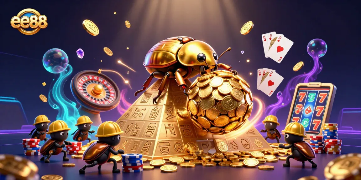 Engage with ee88's vibrant casino world featuring golden beetles and a wealth of gaming elements.