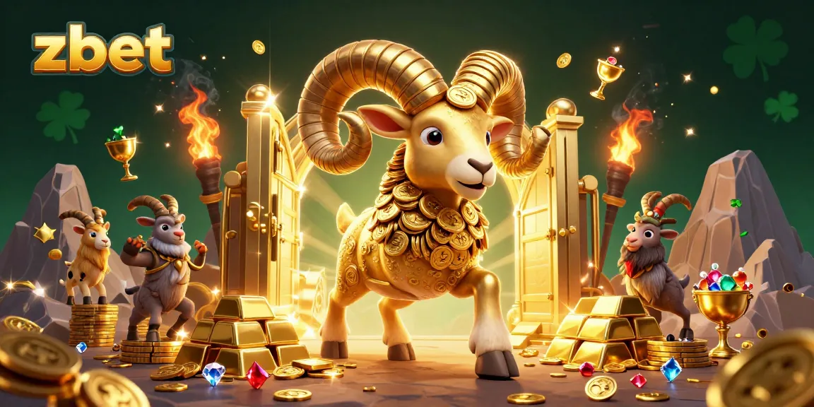 Zbet showcases an explosive casino scene where the golden ram charges through the treasure vault doors, surrounded by wealth.