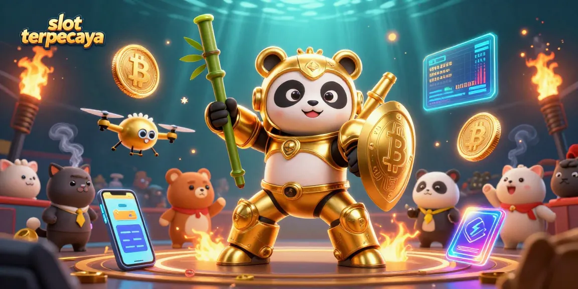 Experience slot terpercaya excitement with a golden panda in a thrilling casino arena.
