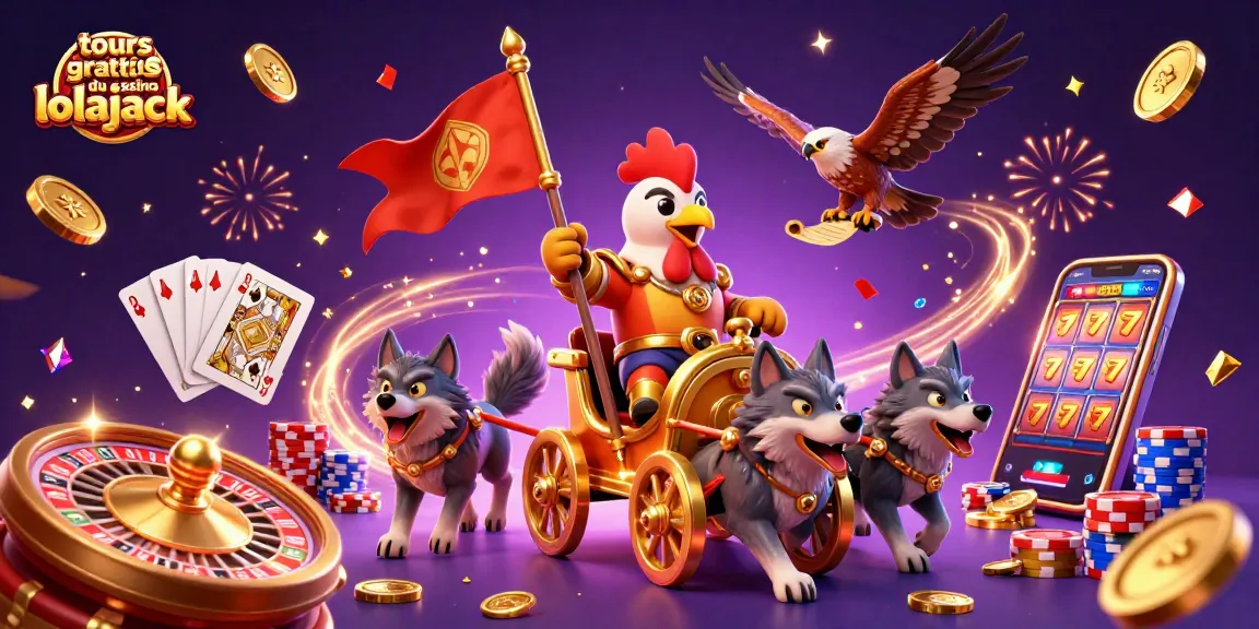 Spin and win with tours gratuits du casino lolajack featuring a dynamic 3D casino scene.