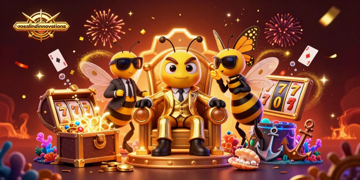 Experience the excitement of rosalindinnovations with a vibrant 3D casino scene showcasing slot machines and jackpot celebrations.