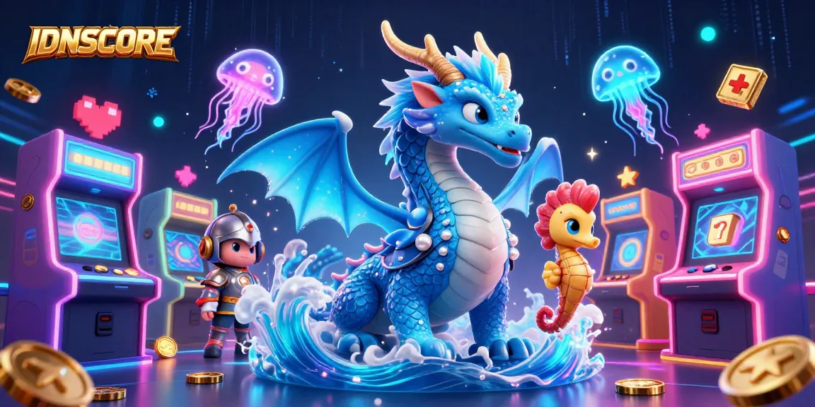 Experience thrilling gameplay with IDNSCORE as the dragon and knight engage in a lively casino adventure.