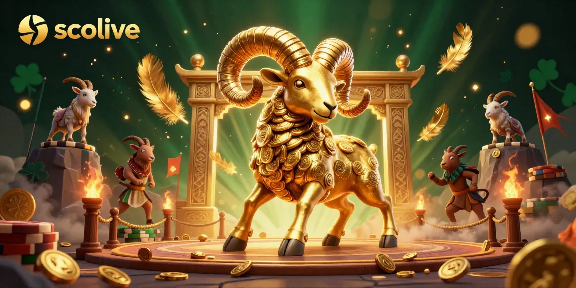 Socolive showcases a vibrant dynamic scene with a golden ram charging at a gate, representing thrilling sports betting action.