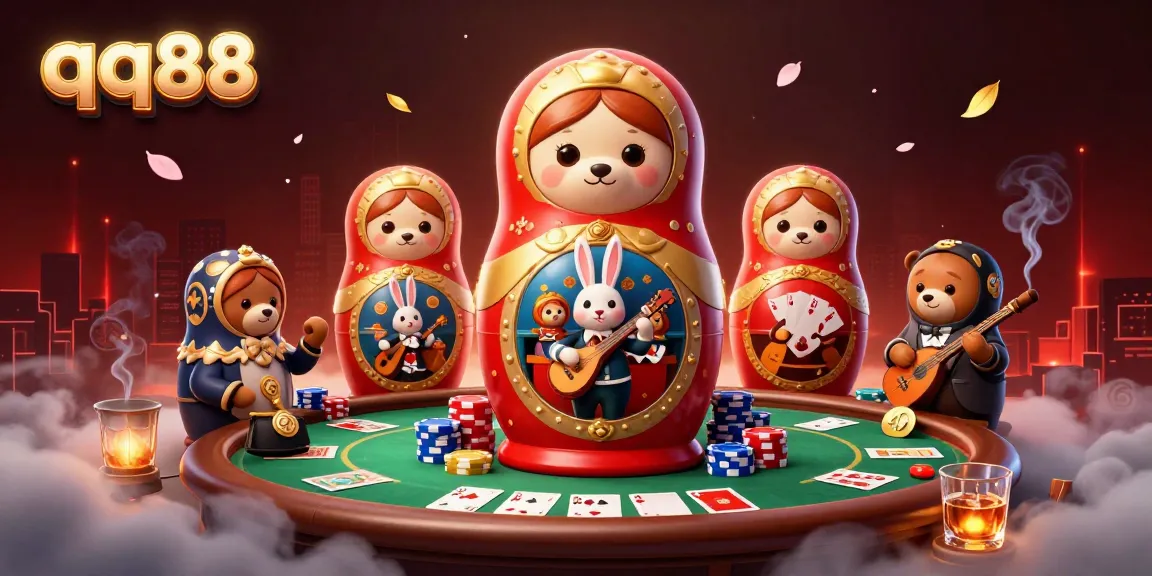 Experience high-stakes gaming at qq88 with an engaging scene of casino elements and characters.