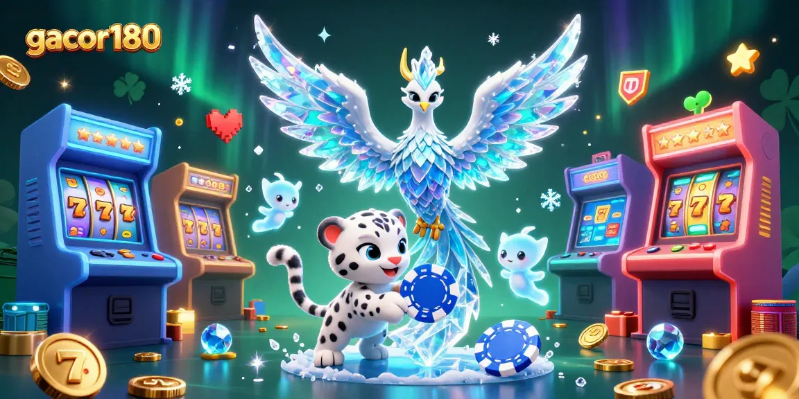 Permainan gacor180 yang meriah dengan karakter phoenix es, dan permainan slot yang menyenangkan.