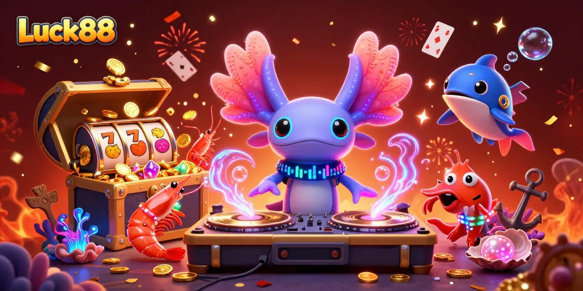 Experience Luck88's exciting slot gameplay with vibrant underwater characters and treasures.