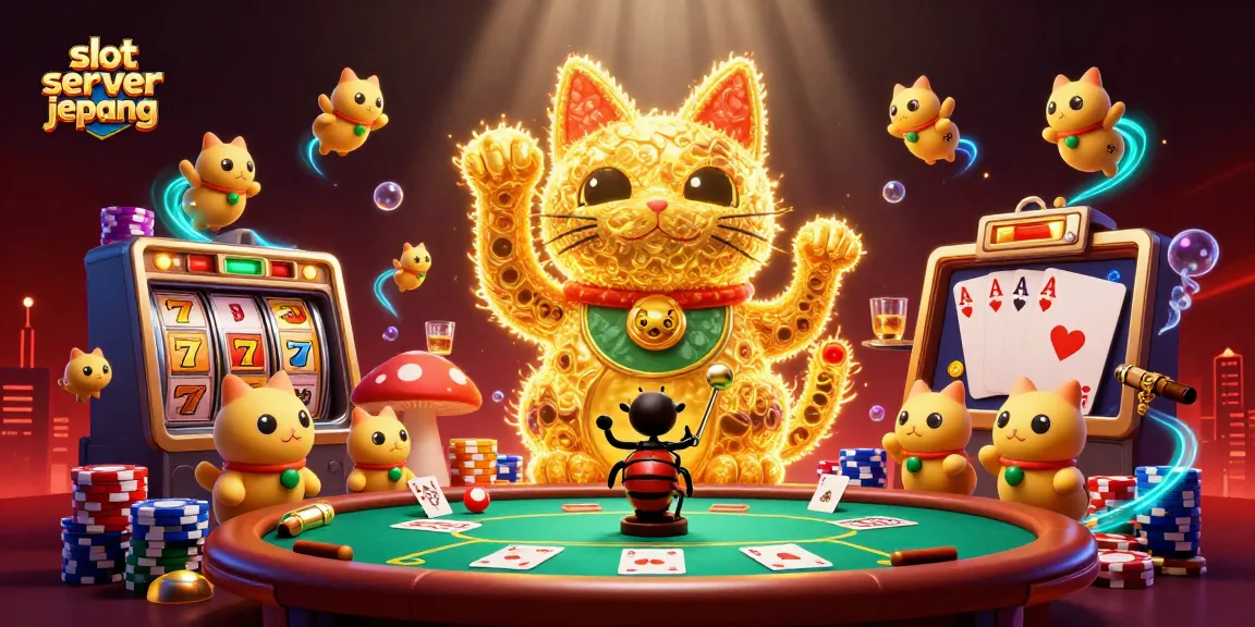 Experience thrilling gameplay at slot server jepang featuring a lucky cat and casino elements.