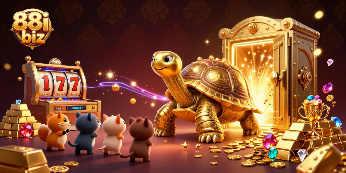 Play vibrant slot games and hit jackpots at 88i biz with gold treasures in a thrilling casino scene.