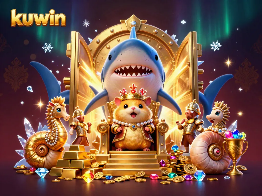 Immerse yourself in kuwin's vibrant gaming world, featuring a fierce hamster king among treasures.