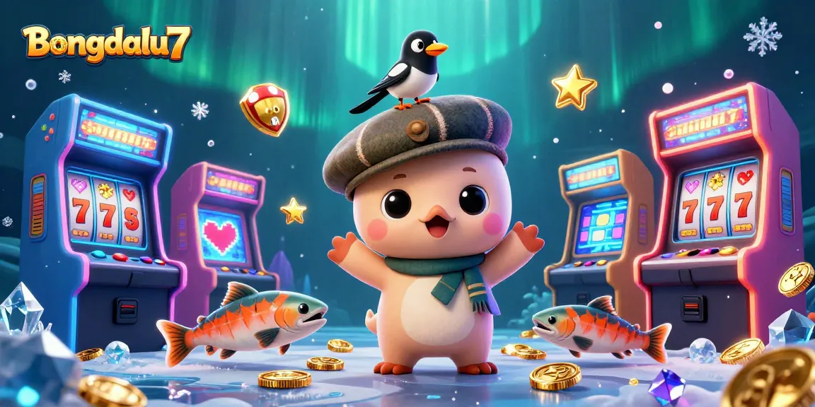 Bongdalu7 brings a fun casino environment with slots, cartoon Nessie, and vibrant colors.