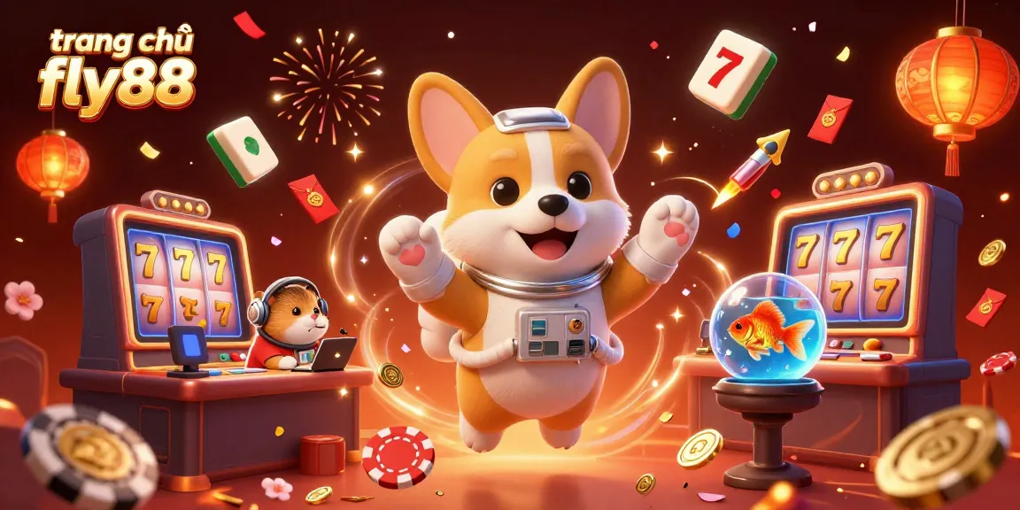 Experience the excitement of trang chủ fly88 with this vibrant casino scene featuring animated characters in a space setting.