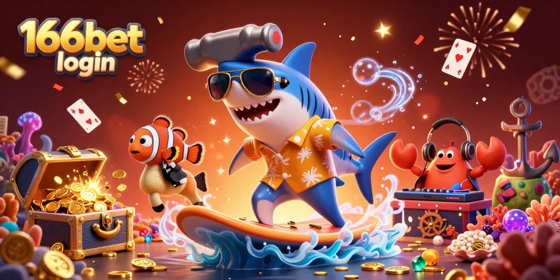 Engage with the vibrant world of 166bet login featuring a playful scene full of casino excitement and characters.
