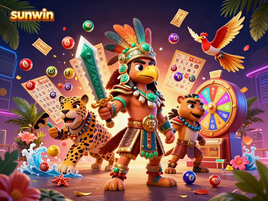 Experience the thrill of gaming at sunwin with colorful lottery elements and dynamic characters.