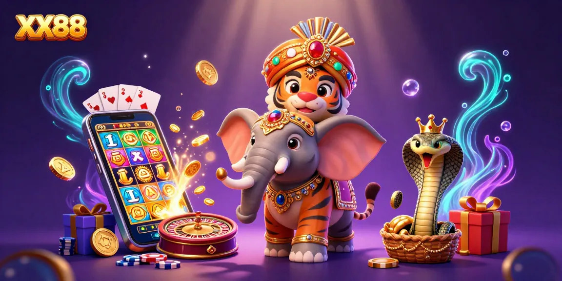 Experience thrilling online gaming with XX88 featuring a majestic maharaja and casino elements.