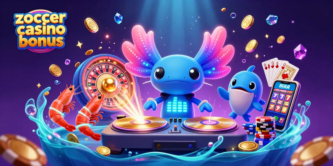Experience the vibrant zoccer casino bonus with a neon underwater party featuring dynamic casino elements.