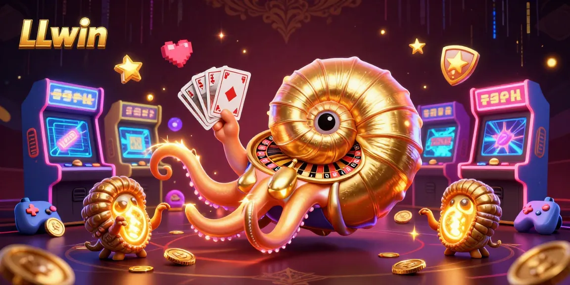 LLwin captivates players with a vibrant 3D casino scene, featuring a nautilus roulette wheel.
