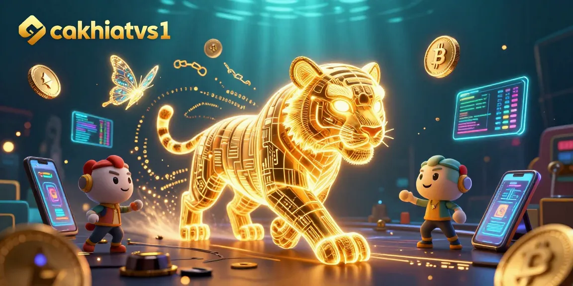 Experience thrilling gameplay at cakhiatvs1 with a neon tiger in a dynamic digital casino.