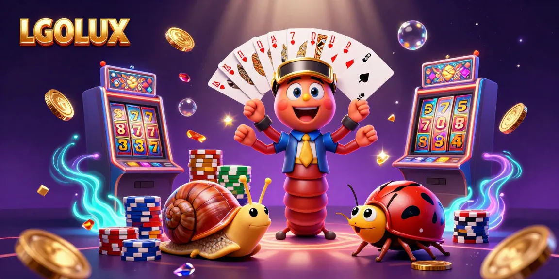 Immerse in thrilling LGOLUX action with a vibrant 3D casino scene featuring exotic characters and engaging slot games.