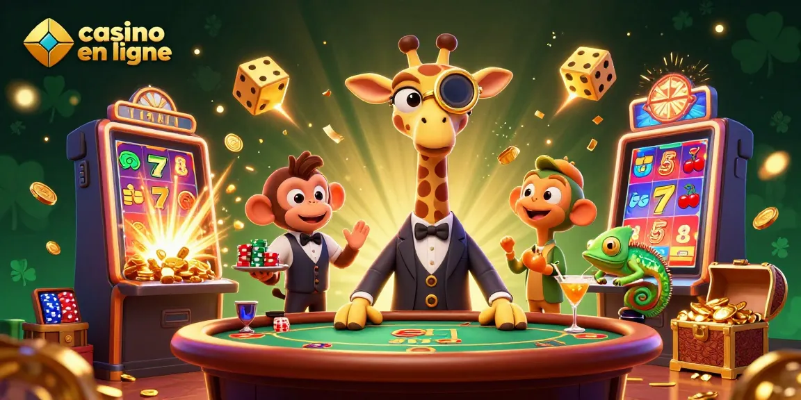 Jouez au casino en ligne avec le girafe élégant et ses assistants colorés