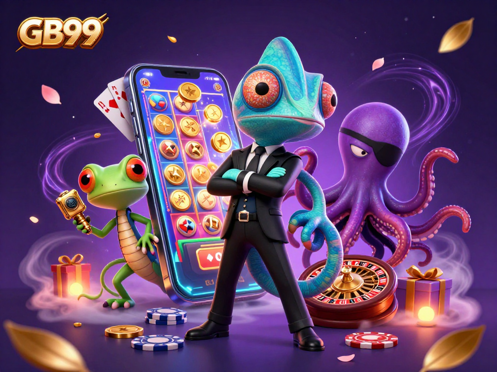Experience thrilling gaming action with GB99 as colorful slots and winning moments unfold.