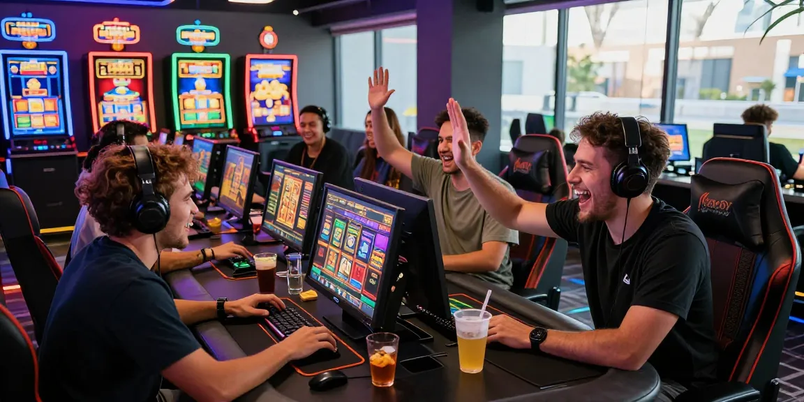 Exciting slot depo 1000 gaming scene with players enjoying vibrant slot machines.