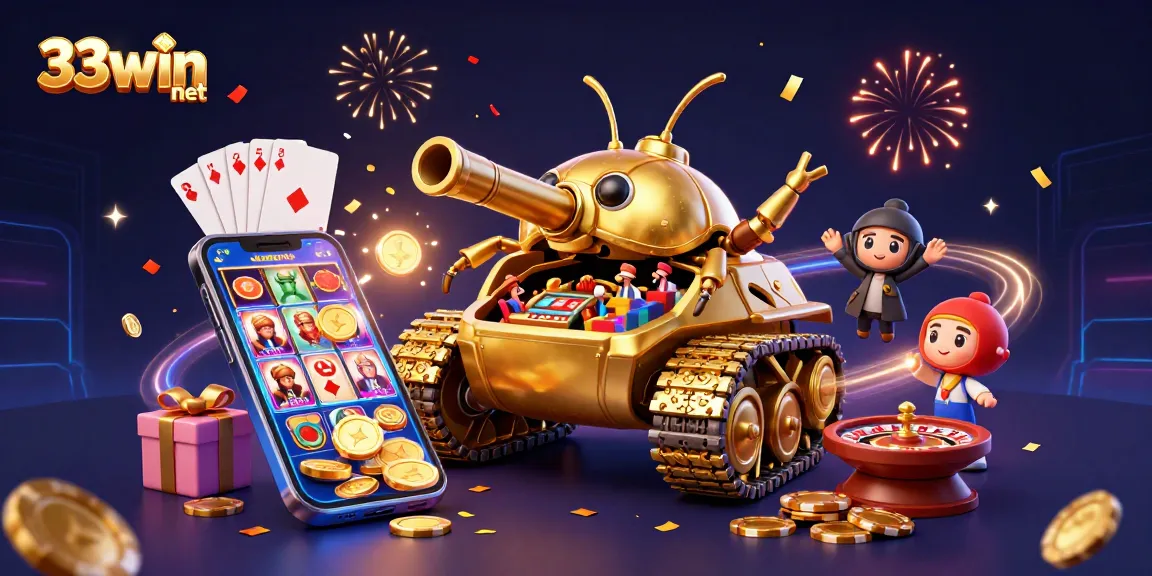 Engage in thrilling gaming experiences at 33win net with a vibrant 3D casino scene.