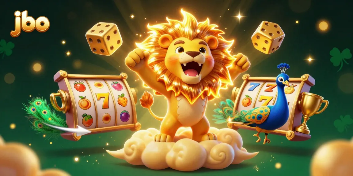 Experience thrilling jackpots with jbo in this dynamic 3D casino scene filled with exciting elements.
