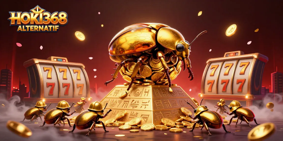 Experience HOKI368 ALTERNATIF with a vibrant casino scene showcasing winning slot symbols.